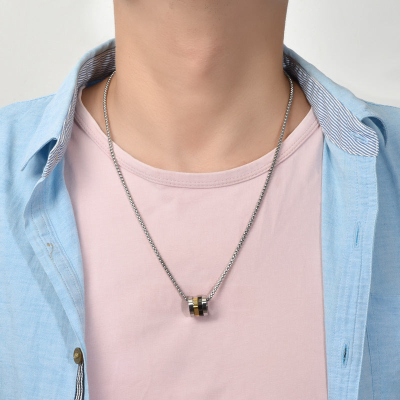 Drehbarer Zahlen Anhänger - Titanstahl Minimal Kette - Römische Ziffern Design