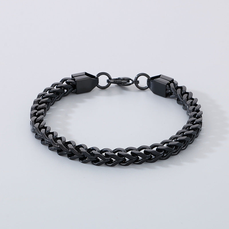 Minimalist Cuban chain bracelets for couples – with textured swirl pattern and high-gloss finish