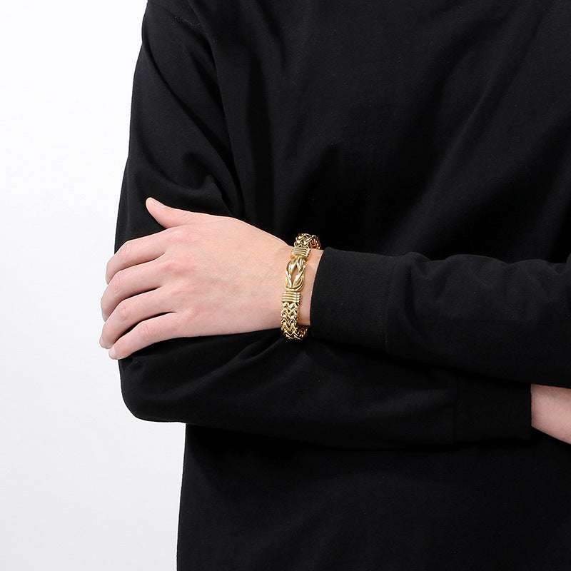 Men's stainless steel bracelet with a robust braided pattern - Timeless design for business & leisure