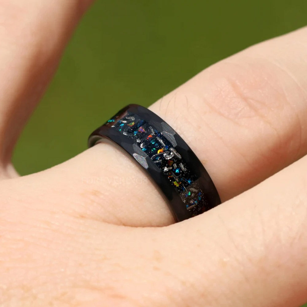 PIOWNN® Wolfram Ring – Geschmiedet mit Farbedelsteinen