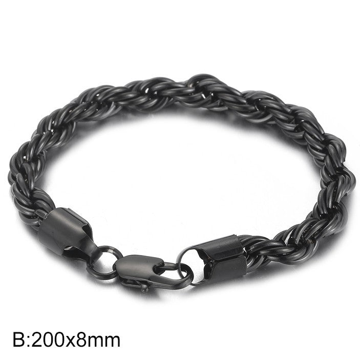 Men's bracelet made of 18k gold-plated stainless steel - braided twisted rope design
