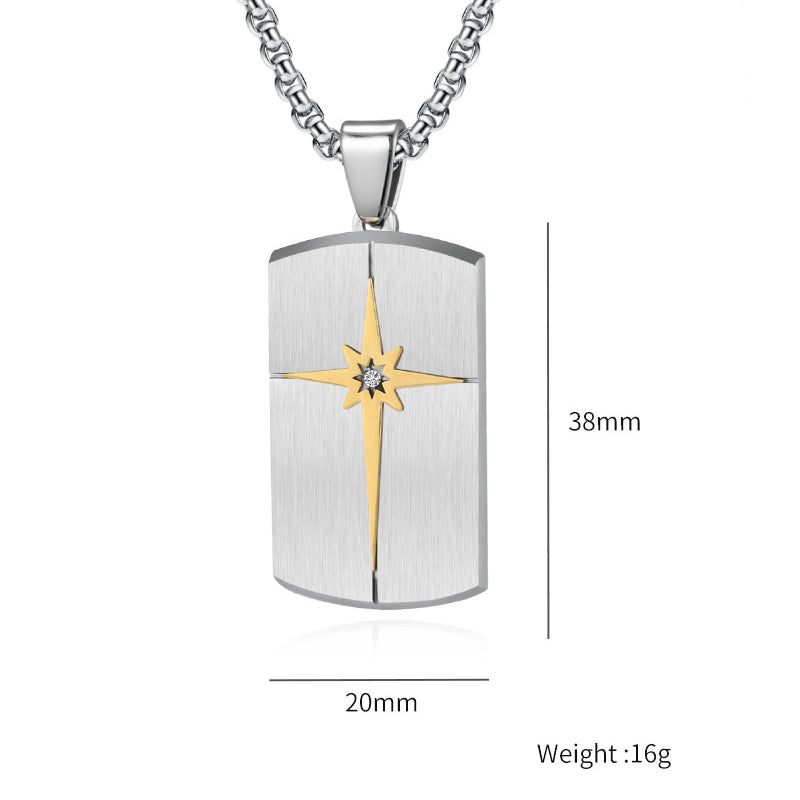 Minimalist hexagram pendant for men | 316L stainless steel with facet cut