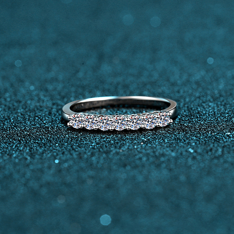7-Princess Zirconia Ring (7 stones) – 925 Sterling silver rhodium-plated
