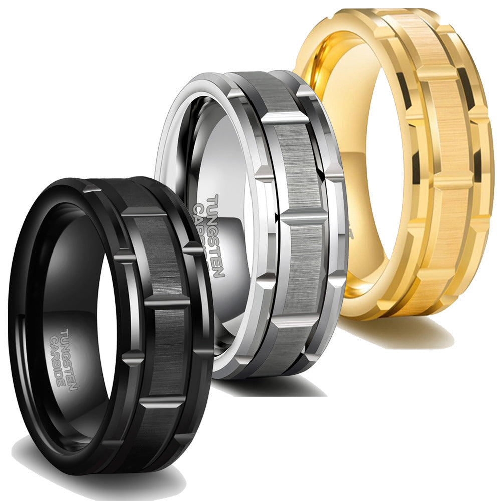 Wolframring mit Radfelgen-Design