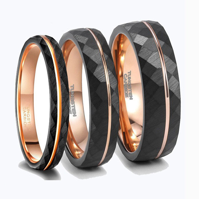 Tungsten steel diamond pattern couple rings by PIOWNN®