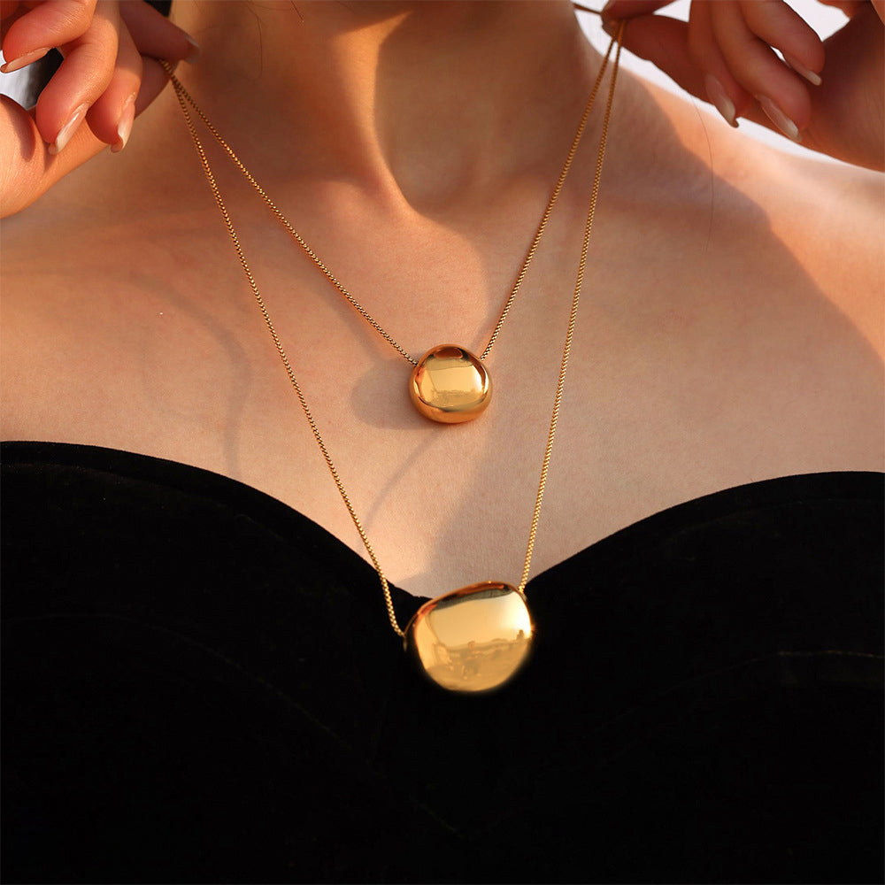 Minimalist round pendant necklace – 18K real gold plating or stainless steel look (optional)