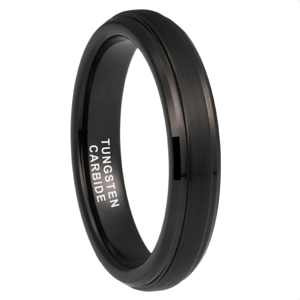 Wolframstahl-Ring mit schwarzer Sandstrahl-Optik (Mittelteil) – Kratzfest & Modern