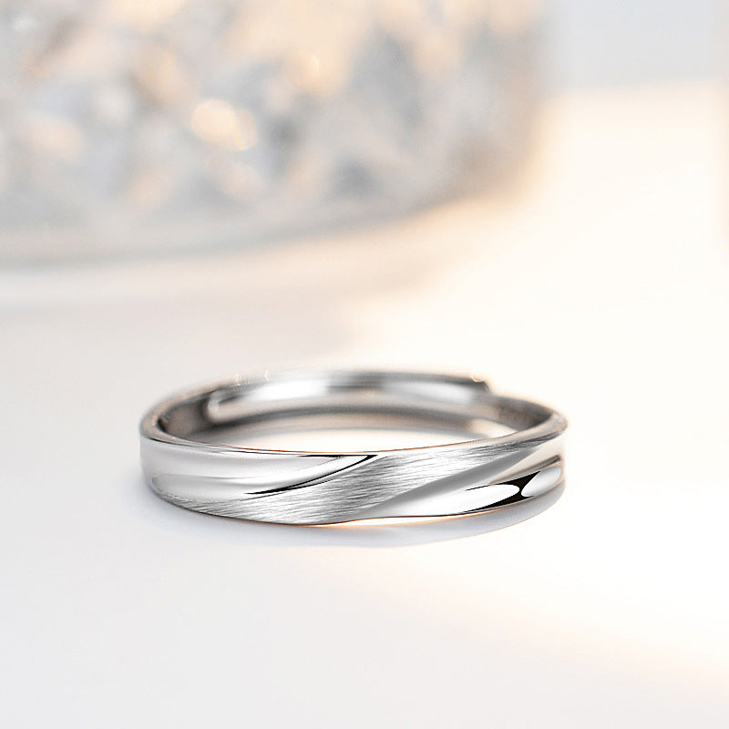 S925 Sterling Silver 'Rupert's Tear' Couple Rings - Rhodium-plated white gold look with sparkling zirconia stones