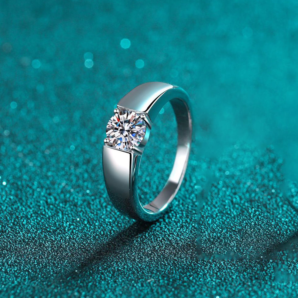 Zirconia couple rings (1 ct) | 925 sterling silver with rhodium plating - For him & her