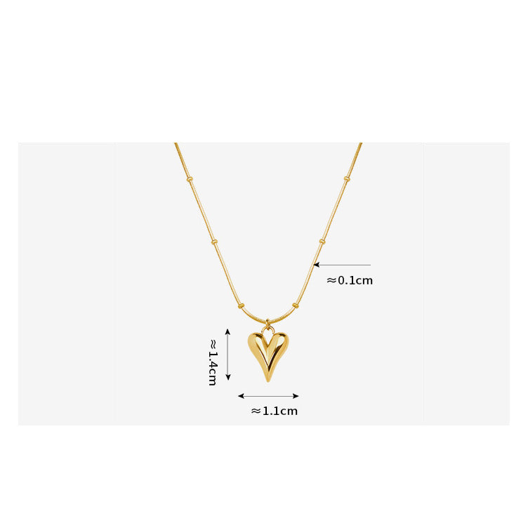 Minimalist Heart Pendant Necklace - 18K Real Gold Plating / Stainless Steel / Rose Gold (3 Colors)