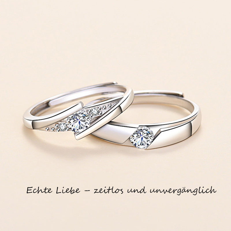 True love lasts a lifetime - Couple rings made of S925 Sterling silver rhodium-plated (white gold look) with sparkling zirconia stones