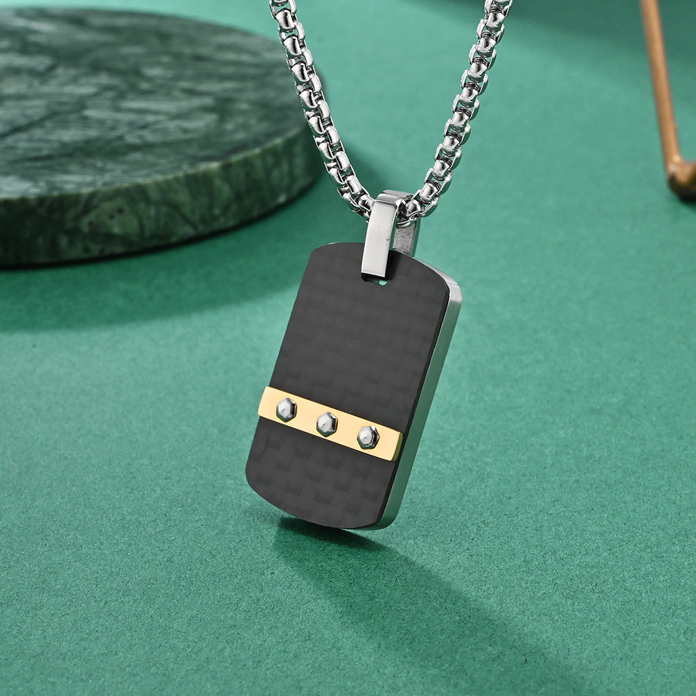 Industrial design dog tag | 316L stainless steel with carbon look & hexagon head