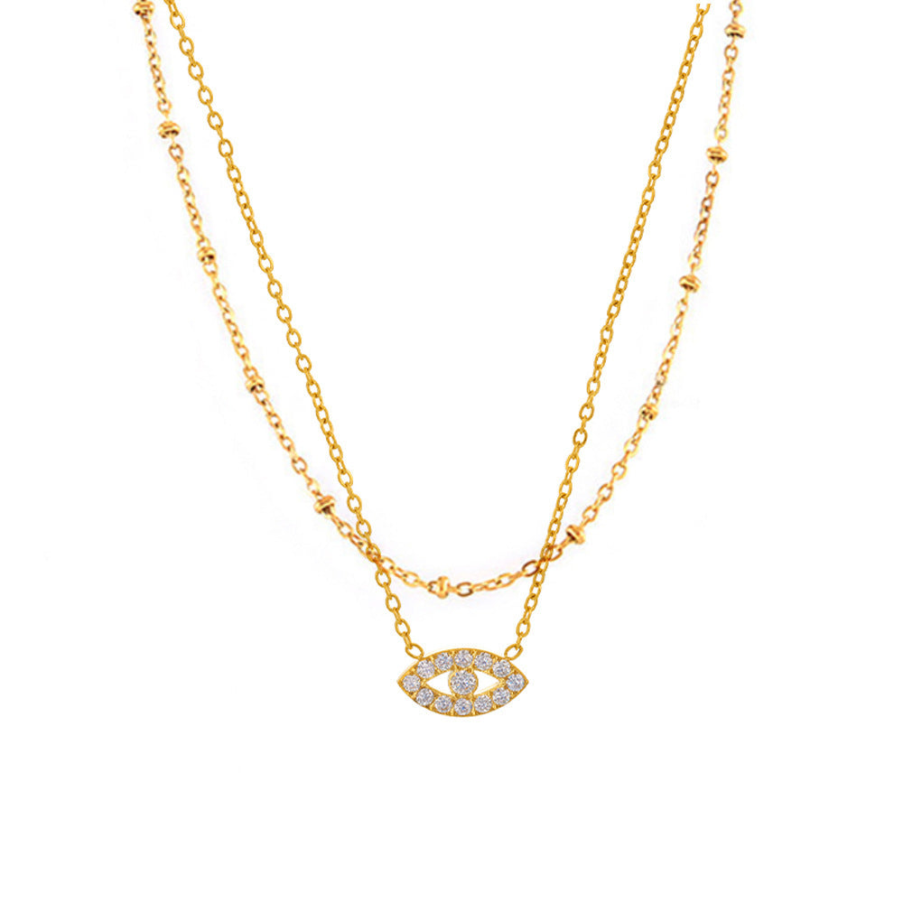 Evil eye necklace with 5A zirconia – multi-row fine chain made of gold-plated stainless steel or silver steel look