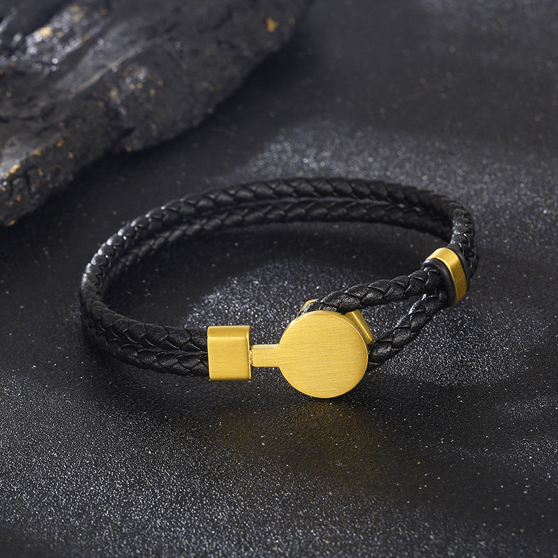 Retro leather bracelet with punk straps – double braided & individual