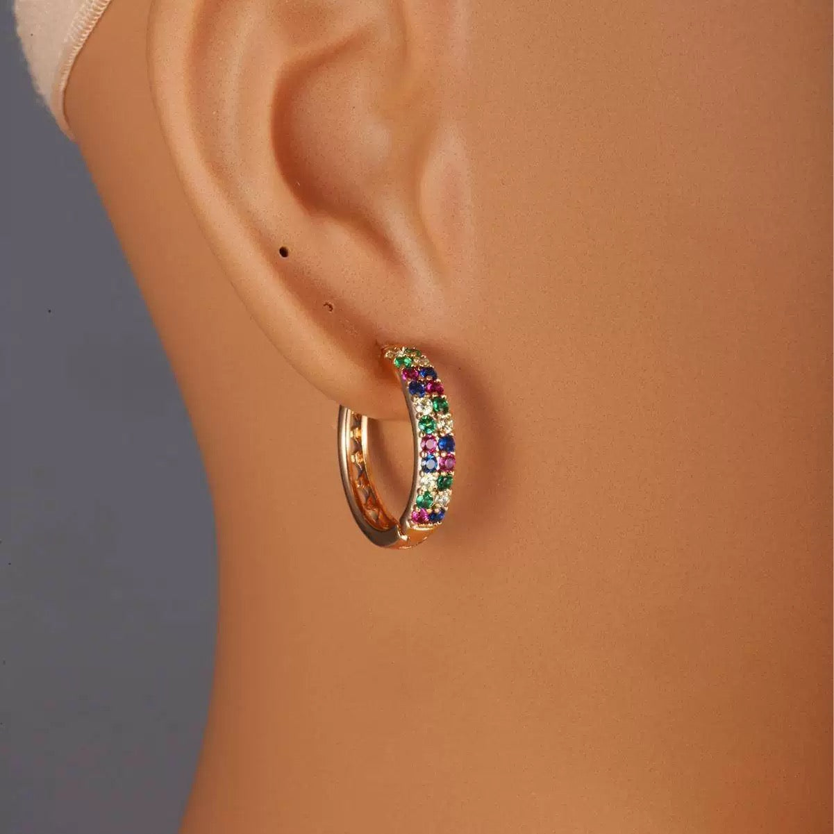 Colored gemstone earrings - alloy gold-plated (silver stud earrings)