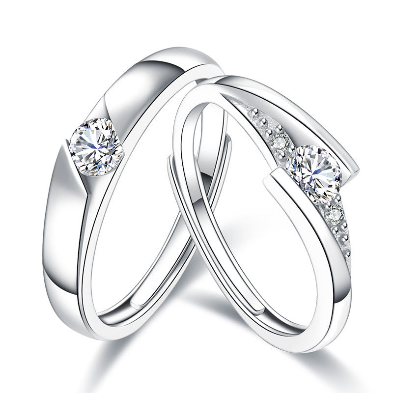 True love lasts a lifetime - Couple rings made of S925 Sterling silver rhodium-plated (white gold look) with sparkling zirconia stones