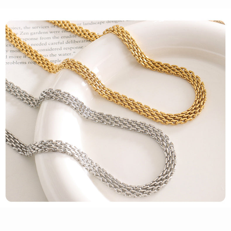 Retro braided stainless steel chain | High-gloss silver or 18k gold (2 colors)