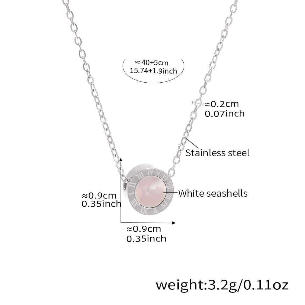 Elegant shell bracelet & necklace set with Roman numerals – 3 color variations