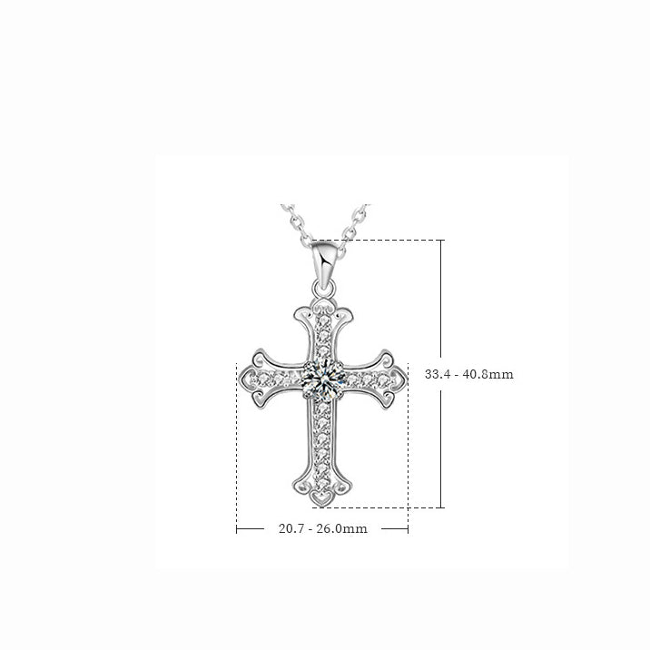 Cross pendant with moissanite (0.5ct) | 925 sterling silver with rhodium plating