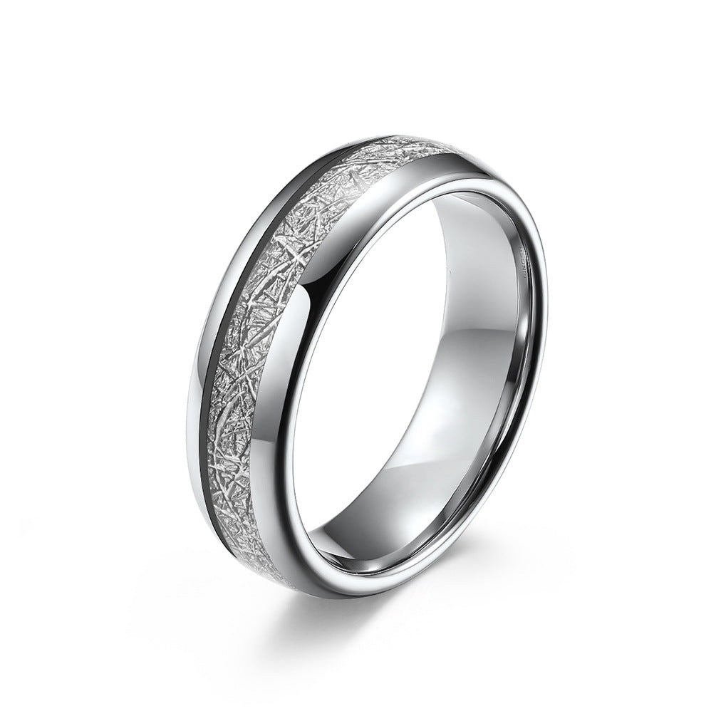 Geschwungener Wolframcarbid-Ring mit Kühlfaser-Einlage – Modernes Paarring-Set