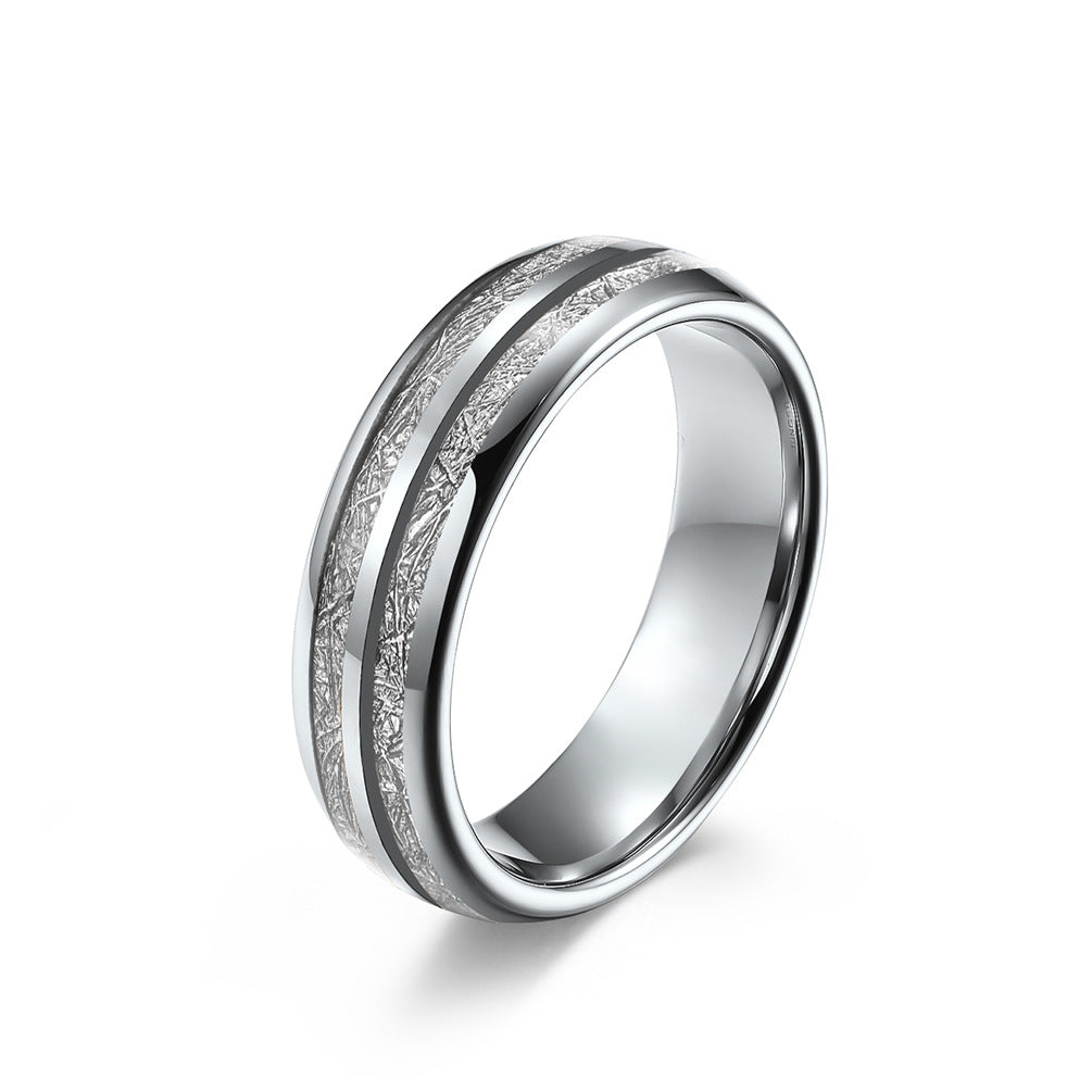 Wolframcarbid-Paarring mit Doppelrillen & Cool-Faser-Einlage – Minimalistisches Unisex-Design