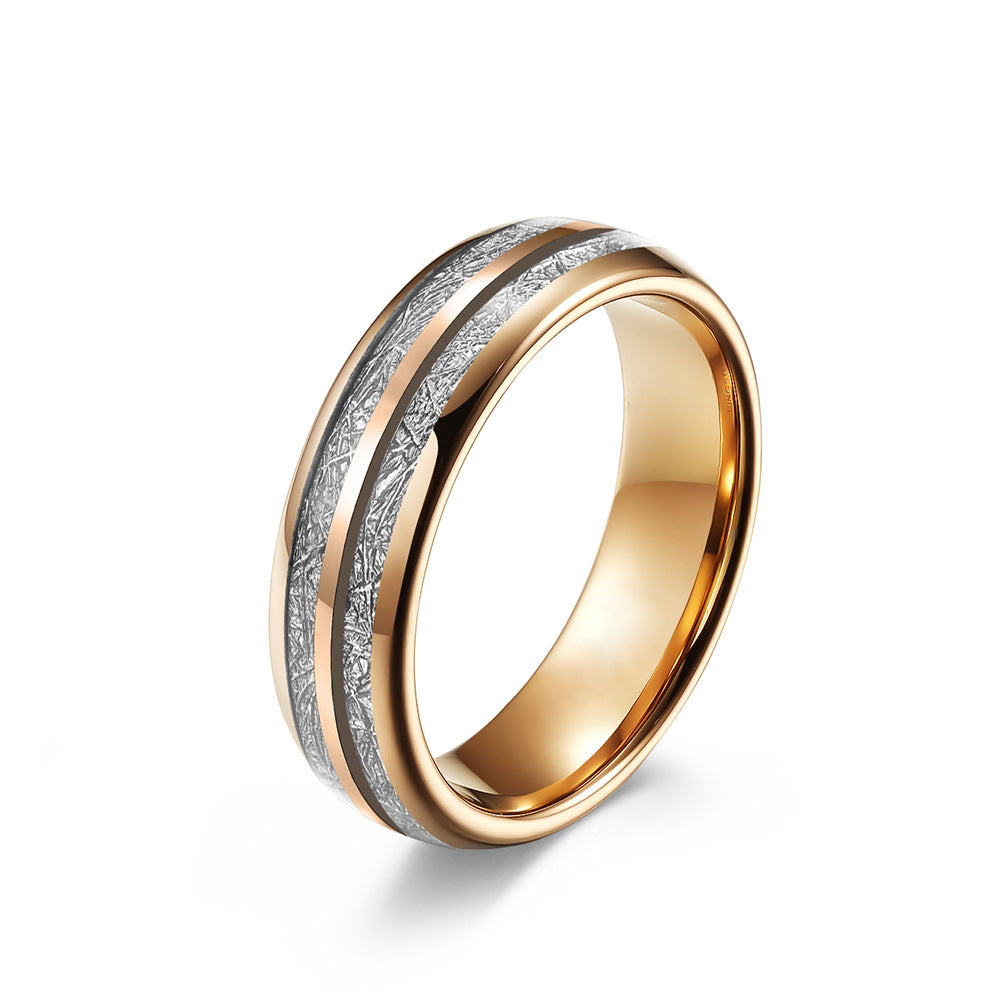 Wolframcarbid-Paarring mit Doppelrillen & Cool-Faser-Einlage – Minimalistisches Unisex-Design