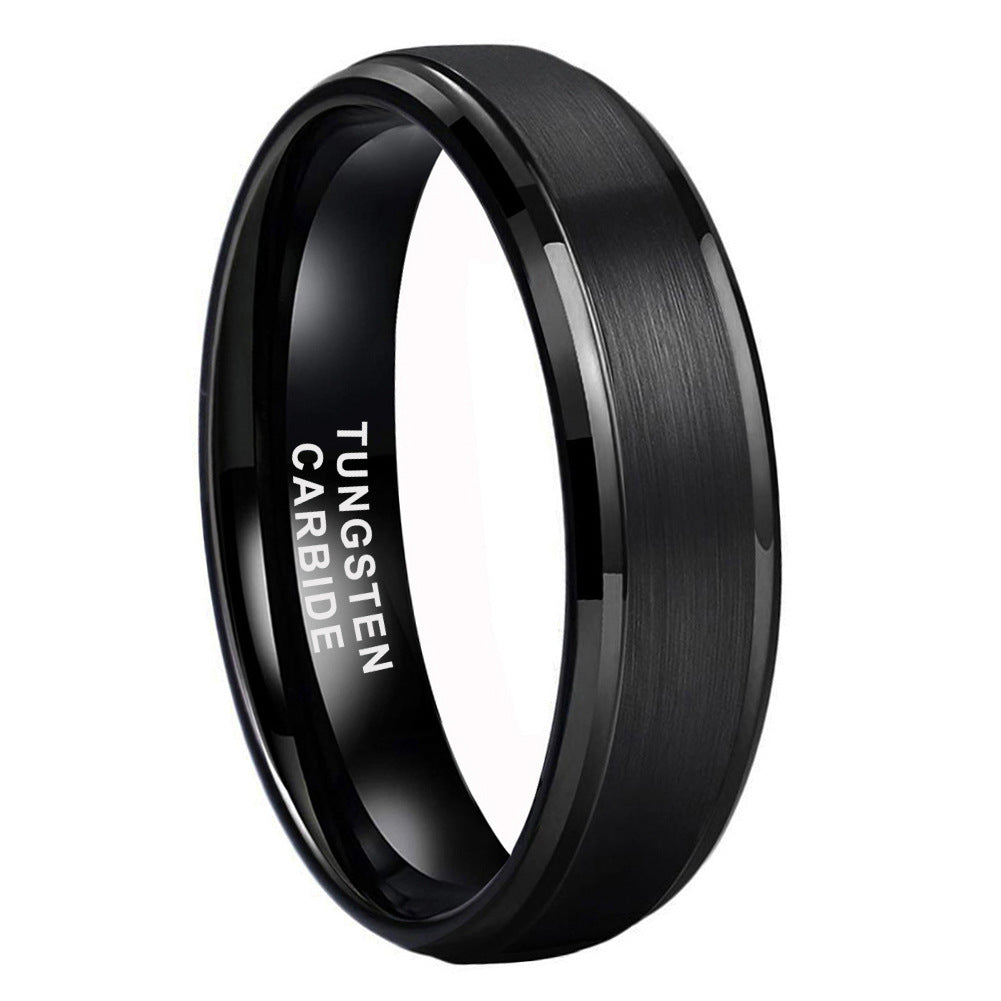 Wolframstahl-Ring mit schwarzer Sandstrahl-Optik (Mittelteil) – Kratzfest & Modern