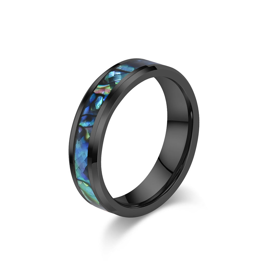 Wolframkarbid Paarringe mit Abalone-Einlage - Edle Partnerringe in Titanoptik - Kratzfeste Hochzeitsringe für Paare - Moderner Unisex-Schmuck