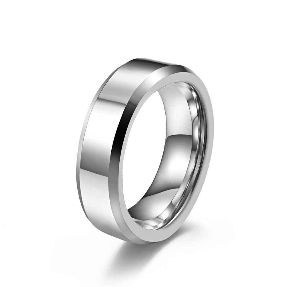 Wolframcarbid-Ring mit doppeltem Schrägschnitt – Hochglanz & Zeitlos