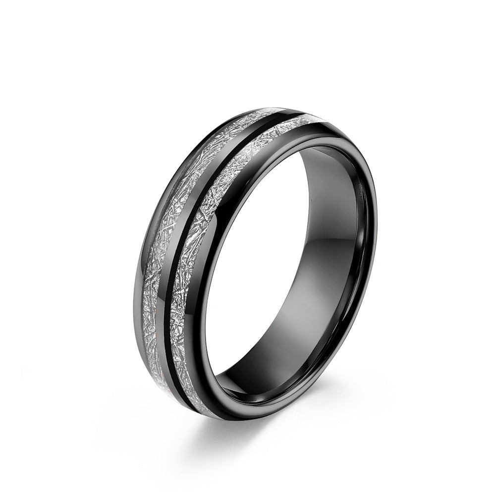 Wolframcarbid-Paarring mit Doppelrillen & Cool-Faser-Einlage – Minimalistisches Unisex-Design