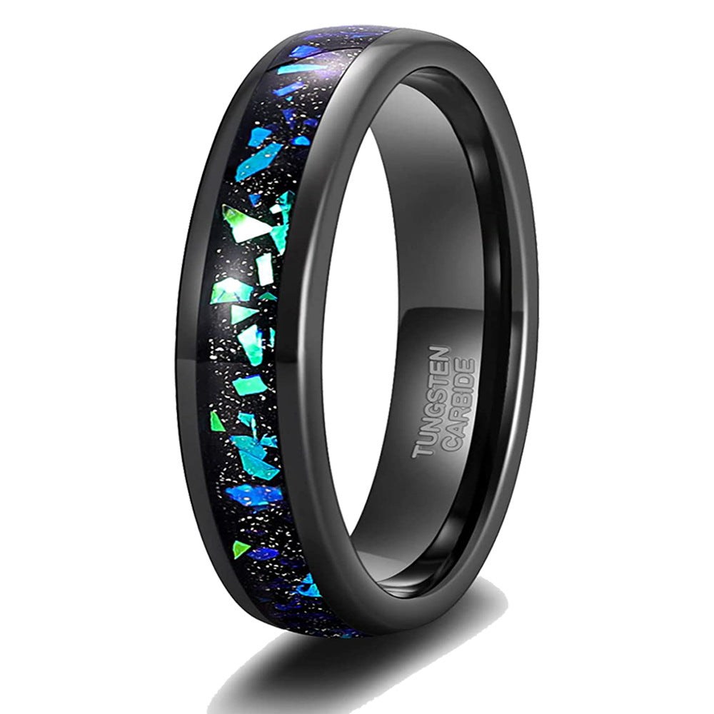 Wolfram-Partnerringe mit blauer Opal-Einlage