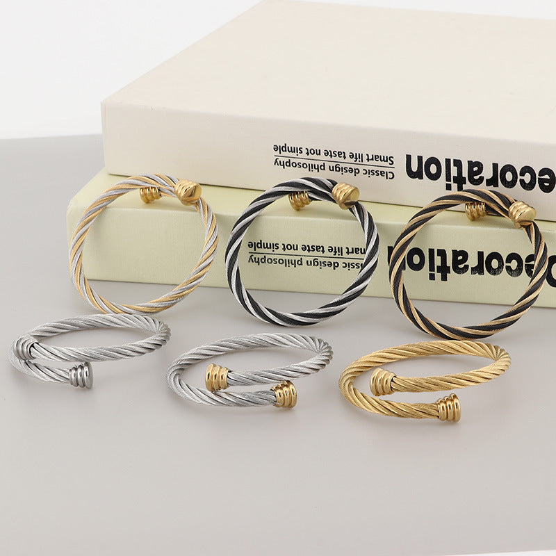 Stainless steel bracelet with cable braid design – Open clasp for a stylish look