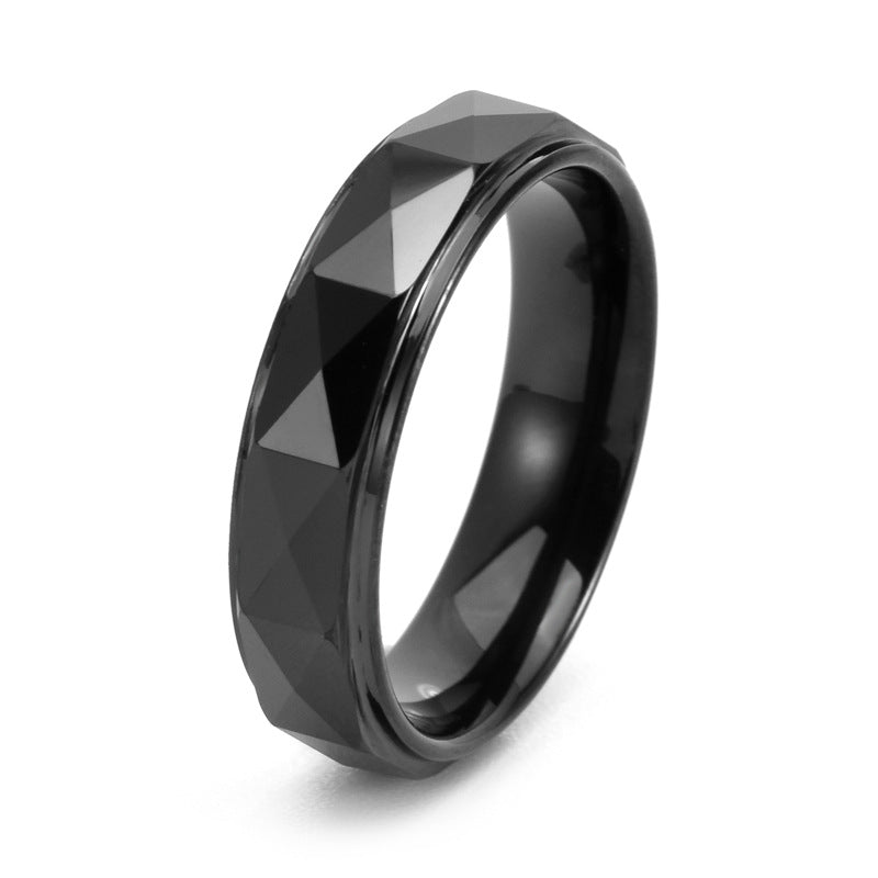 Herrenring aus Wolframcarbid mit diamantgeschliffener Oberfläche – 6 mm, gravurfähig, in Gold / Silber / Schwarz erhältlich