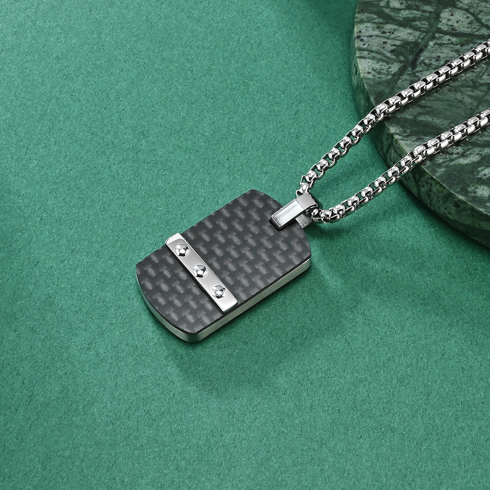 Industrial design dog tag | 316L stainless steel with carbon look & hexagon head