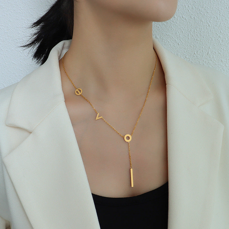 "LOVE" letter necklace – stainless steel pendant in 3 trendy colors