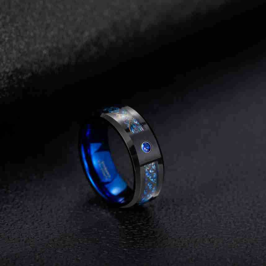 PIOWNN® 8mm Wolframcarbid-Ring mit Carbonfaser - Industrieller Herrenschmuck