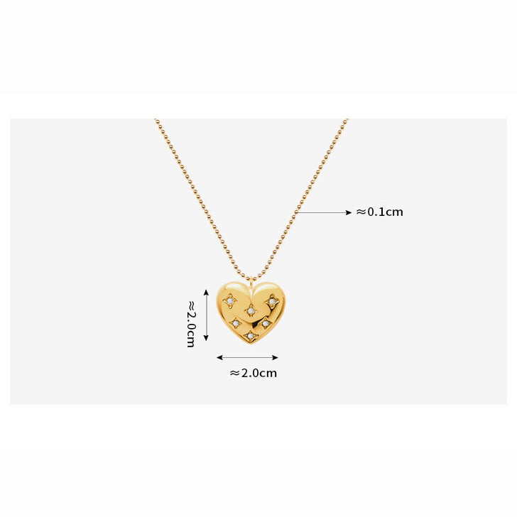 Romantic heart pendant necklace with sparkling zirconia – Adjustable in gold or silver