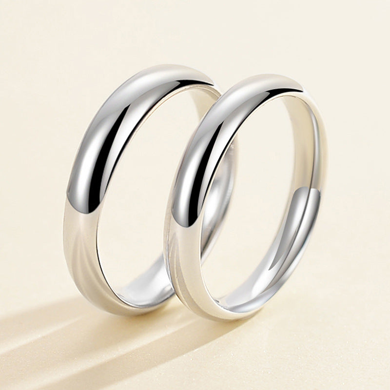 S925 Sterling Silver Couple Rings (Classic) - High-gloss polished, rhodium-plated white gold look | Optionally closed or adjustable