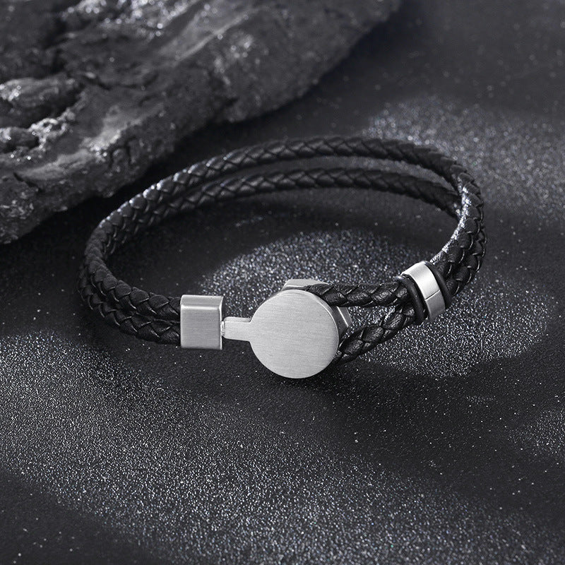 Retro leather bracelet with punk straps – double braided & individual