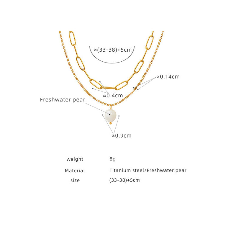 Minimalist pearl necklace with cultured pearl pendant – layered & elegant