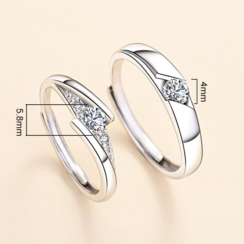 True love lasts a lifetime - Couple rings made of S925 Sterling silver rhodium-plated (white gold look) with sparkling zirconia stones