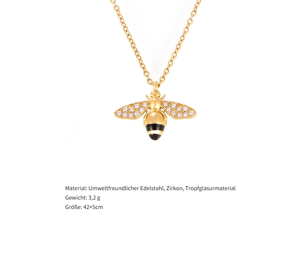 【Charming bee pendant necklace】Stainless steel necklace – gold-plated or silver-colored