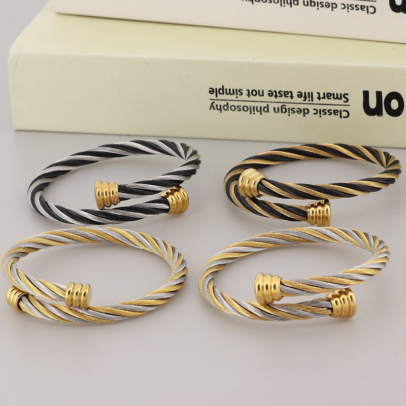 Stainless steel bracelet with cable braid design – Open clasp for a stylish look