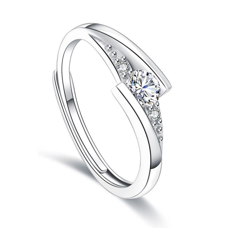 True love lasts a lifetime - Couple rings made of S925 Sterling silver rhodium-plated (white gold look) with sparkling zirconia stones