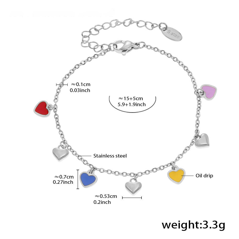 Multicolored Green Heart Collection – 18K gold-plated stainless steel jewelry as a bracelet or necklace (available in gold or silver finish)
