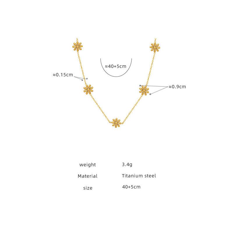 Fine daisy necklace made of titanium steel | Delicate flower necklace gold-plated
