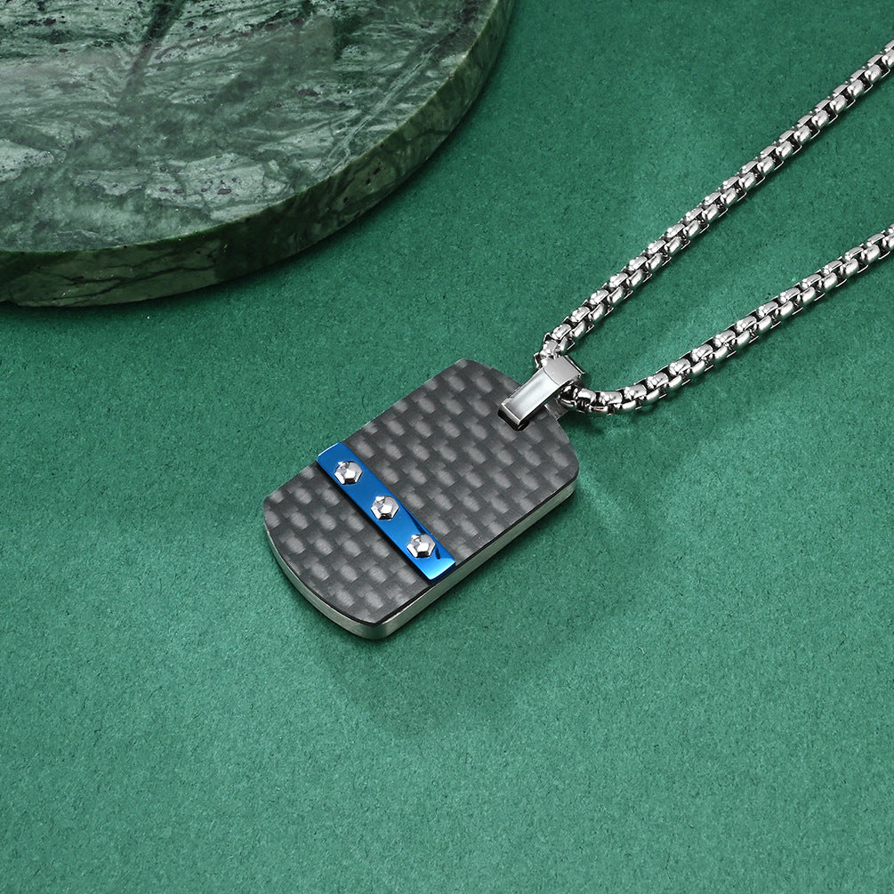 Industrial design dog tag | 316L stainless steel with carbon look & hexagon head