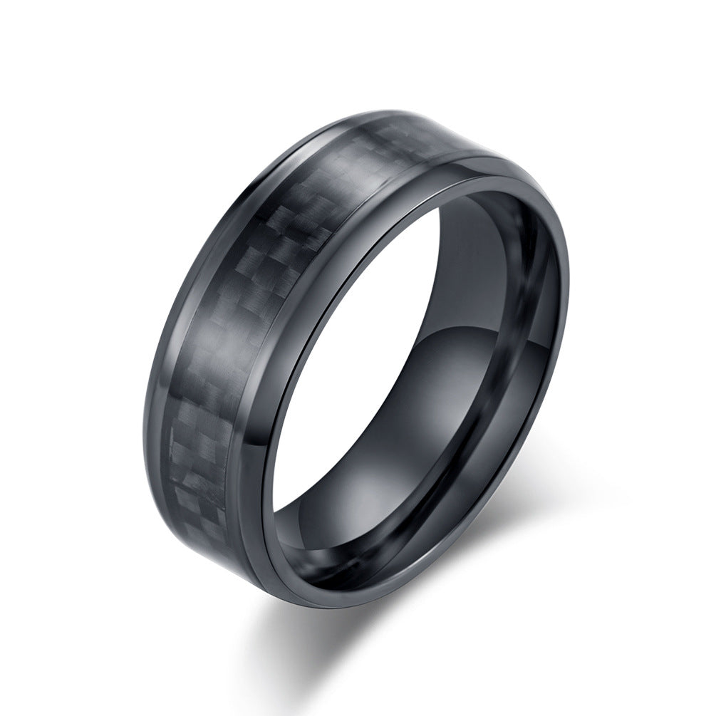 Titanium steel ring with carbon fiber - Modern men's jewelry - Lightweight & high-strength men's ring