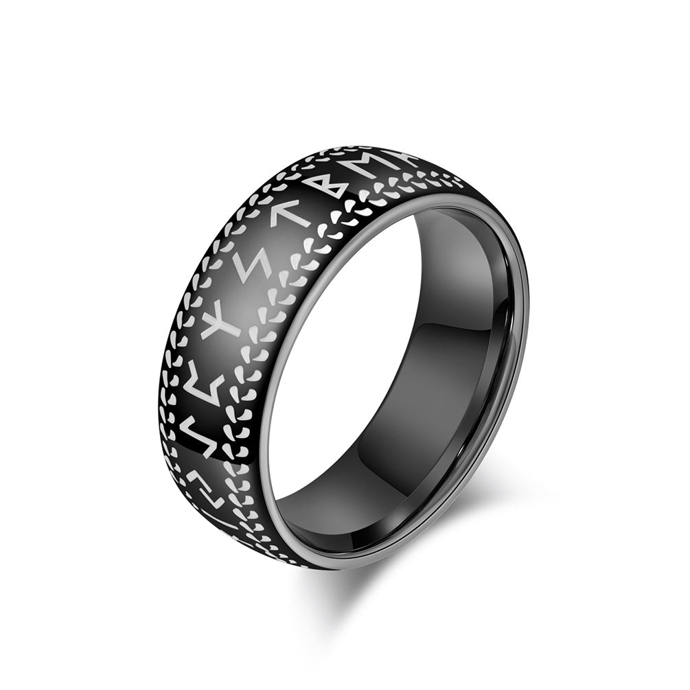 Nordischer Wikinger-Ring aus Wolfram – Mit alten Runen & cleanem Design