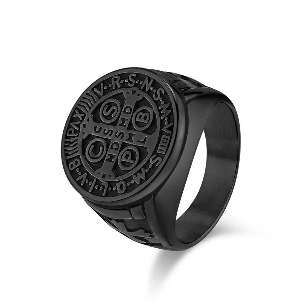 Gothic Cross Ring - Stainless Steel Men's Jewelry with Occult Design - Punk & Rock Accessory
